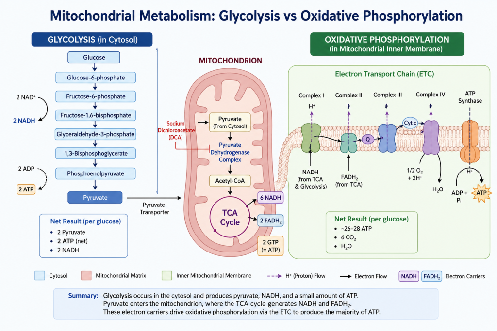 Diagram of mitochondrial metabolism